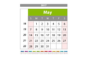 may Calendar 2017 vector