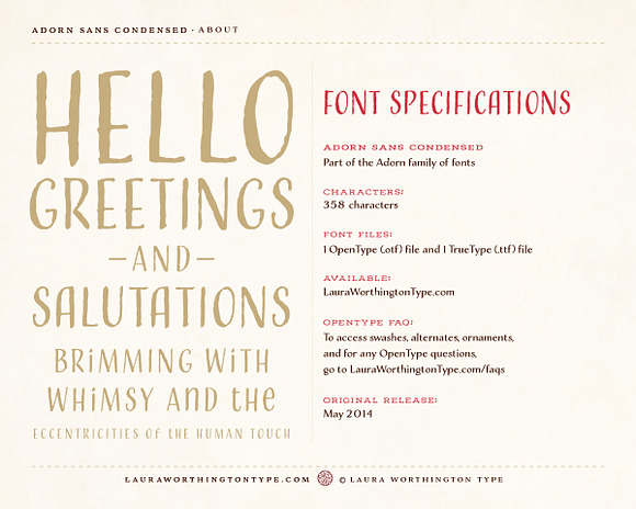 Adorn Sans Condensed in Display Fonts - product preview 1