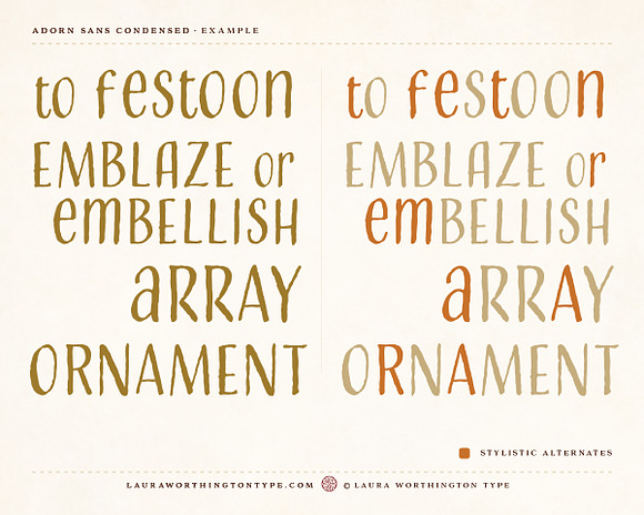 Adorn Sans Condensed in Display Fonts - product preview 7
