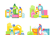 Cleaning products flat vector