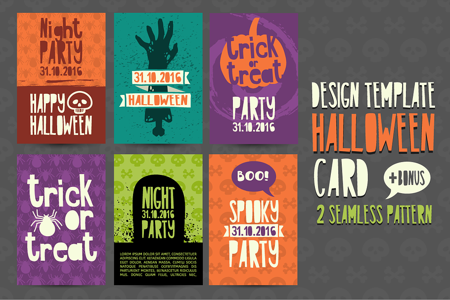 Set Halloween invitation card in Card Templates - product preview 8