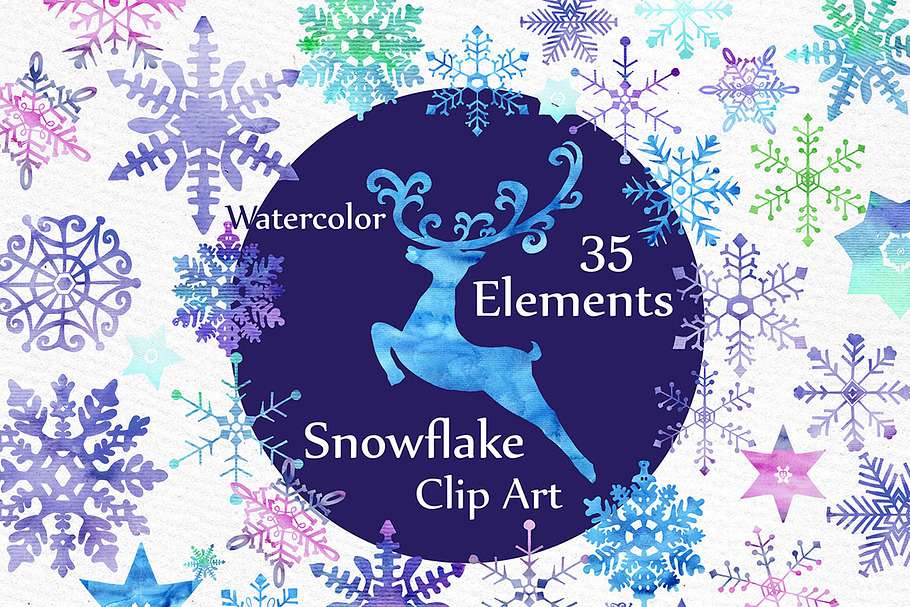 Watercolor snowflake clipart