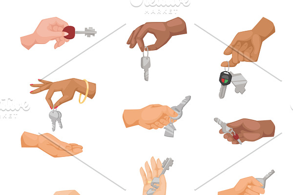 Hand holding key apartment vector