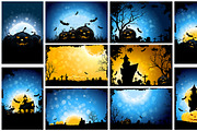 Halloween Backgrounds Set