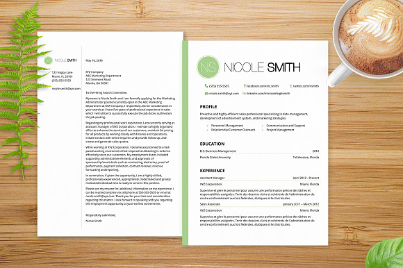 Mint Green Cover Letter & Resume in Letter Templates - product preview 1