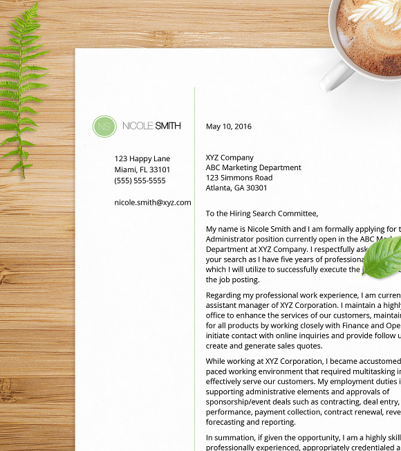 Mint Green Cover Letter & Resume in Letter Templates - product preview 4