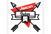 Color vintage american indian emblem