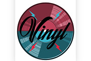 Color vintage music shop emblem