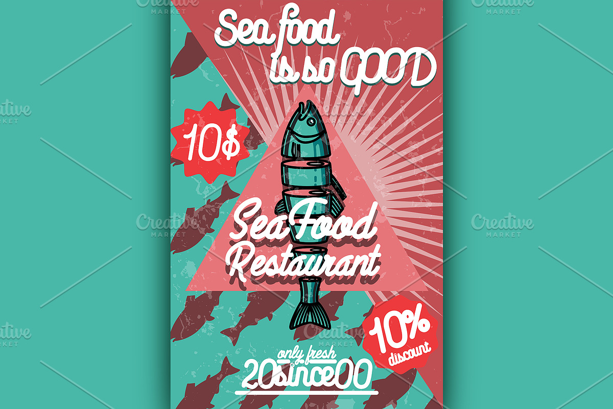 seafood restaurant poster in Illustrations - product preview 8