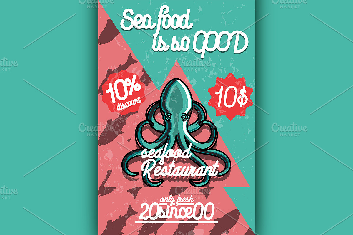 seafood restaurant poster in Illustrations - product preview 8