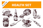 Hand Drawn Healthy Medical Set