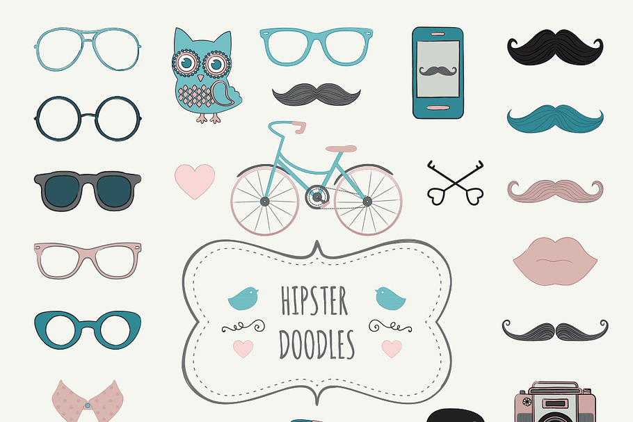 Hipster Vintage Doodle Icons in Hipster Icons - product preview 8