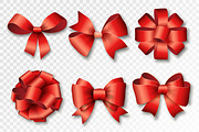 Red ribbons set for gifts vector