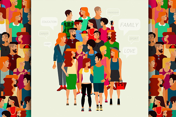 Group of Young People. Vector Set. in Illustrations - product preview 2