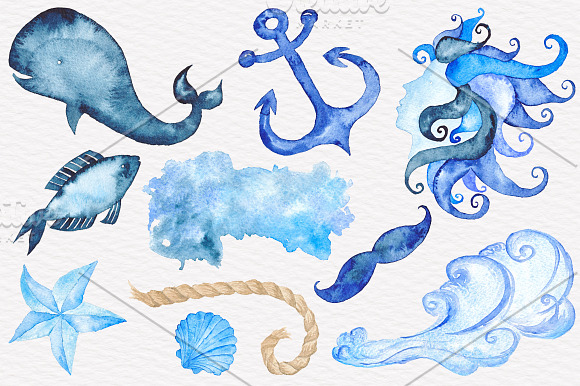 Nautical Sea Watercolor Illustration in Illustrations - product preview 2