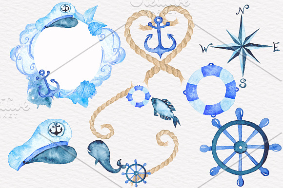 Nautical Sea Watercolor Illustration in Illustrations - product preview 3