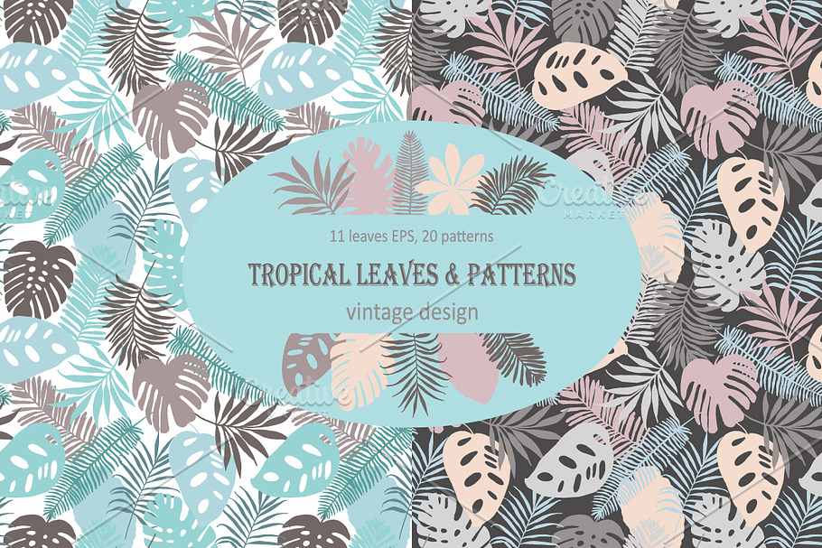 Vintage design of tropical leaves.