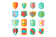 Shield icons set in flat style