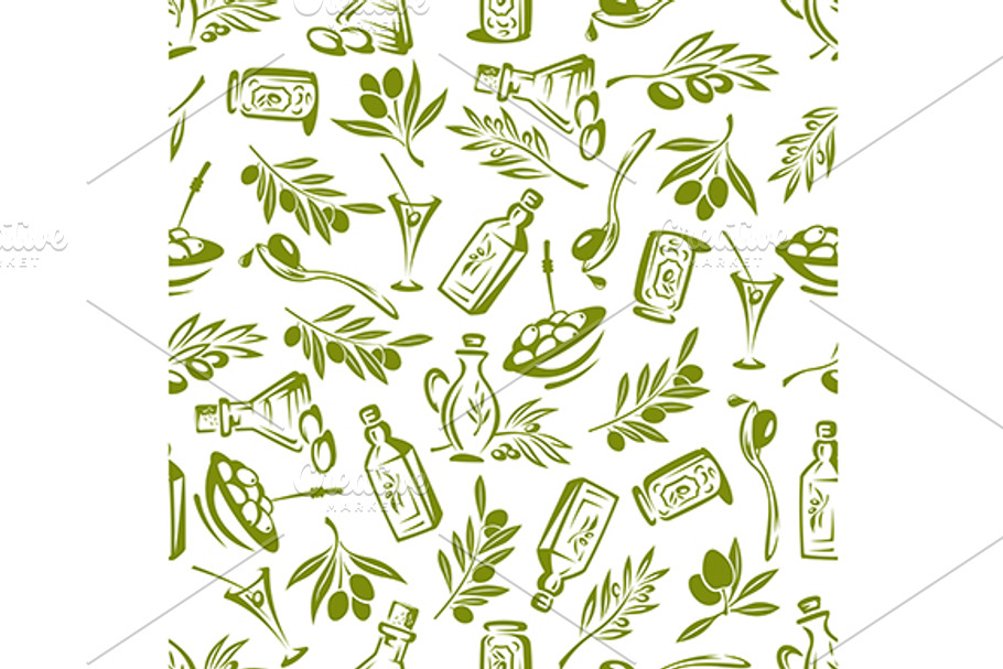 Olives branches and oil pattern in Patterns - product preview 8
