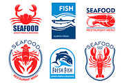Seafood products icons