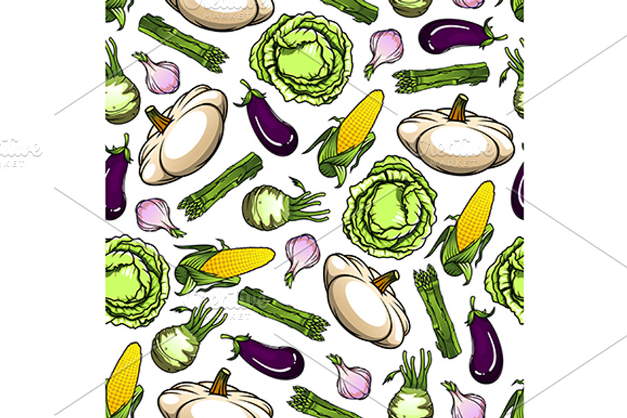 Vegetables seamless pattern in Patterns - product preview 8