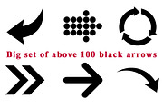 Big set of above 100 black arrows