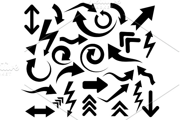Big set of above 100 black arrows in Objects - product preview 2