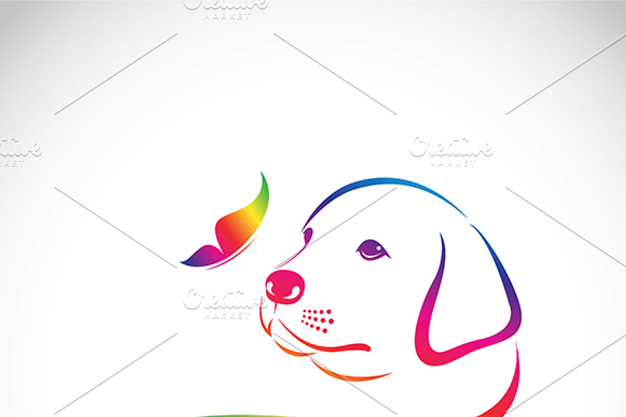 Vector of dog and butterfly 