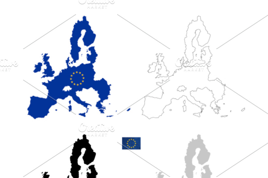 European Union black silhouette in Objects - product preview 8