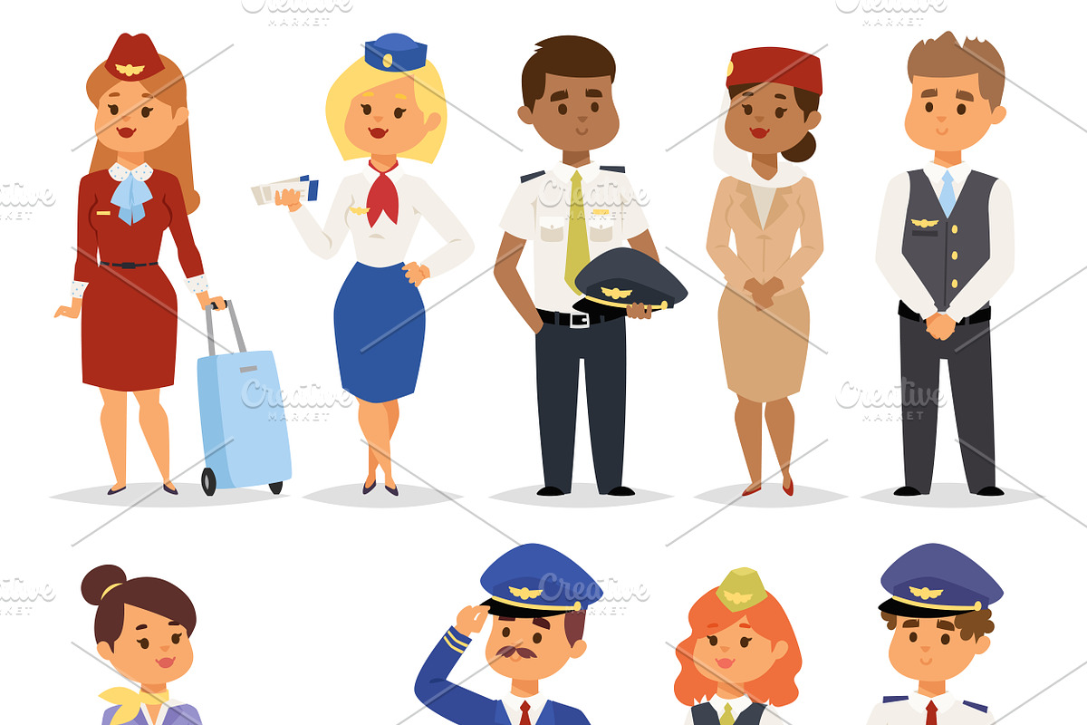 Vector pilots flight attendants in Illustrations - product preview 8