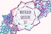 Watercolor succulent set