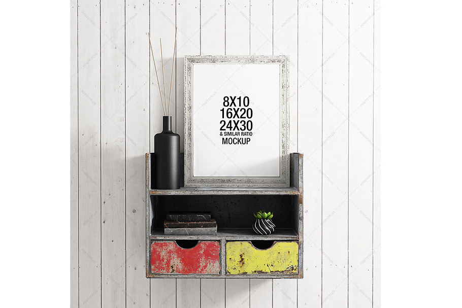 Poster Frame Rustic Metal Shelve in Print Mockups - product preview 8