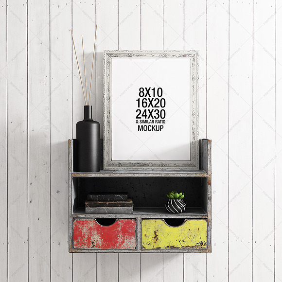 Poster Frame Rustic Metal Shelve in Print Mockups - product preview 2