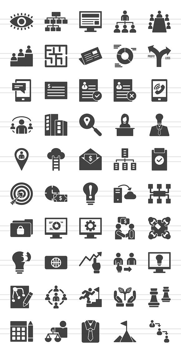 50 Business Glyph Icons in Graphics - product preview 1