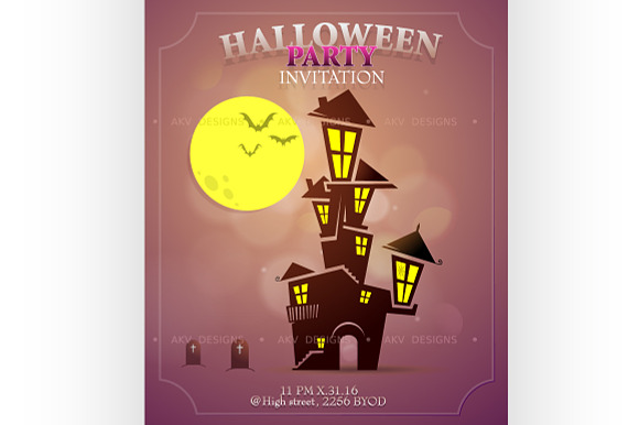 Halloween party invitation card in Illustrations - product preview 2