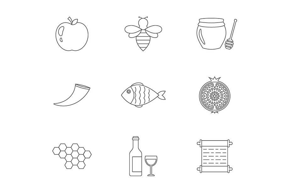 Rosh Hashanah linear icons in Graphics - product preview 8