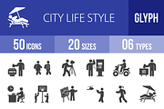 50 City Lifestyle Glyph Icons
