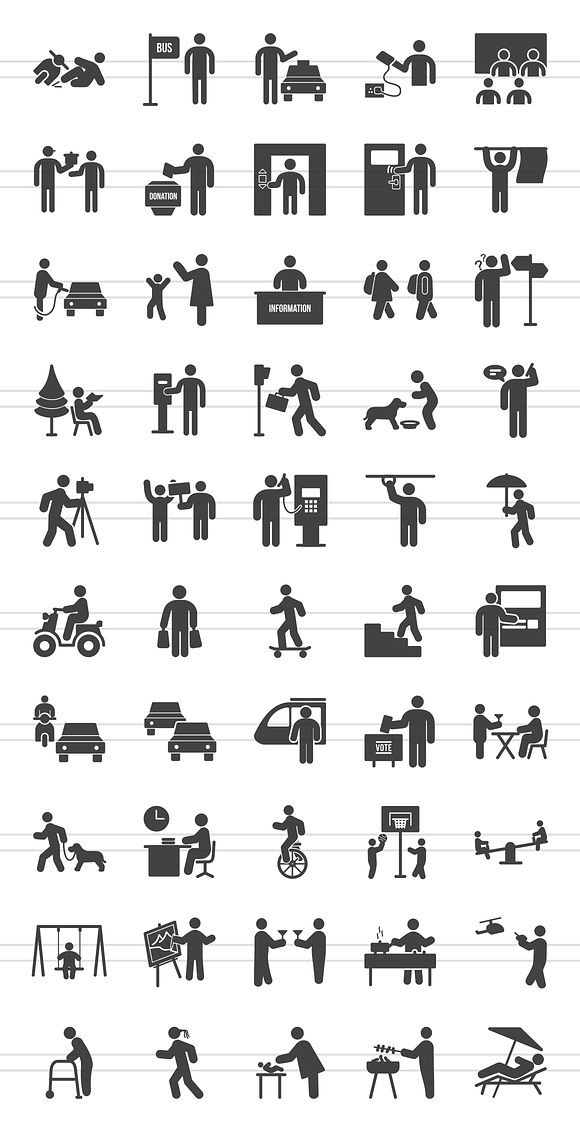 50 City Lifestyle Glyph Icons in Graphics - product preview 1
