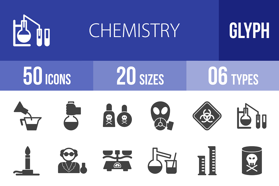 50 Chemistry Glyph Icons