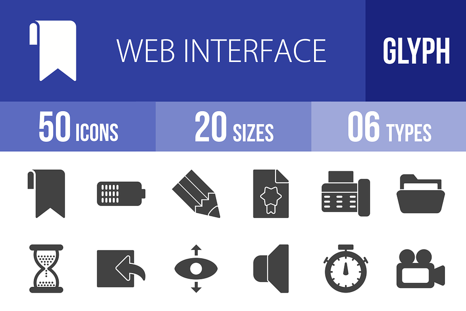 50 Web Interface Glyph Icons in Graphics - product preview 8