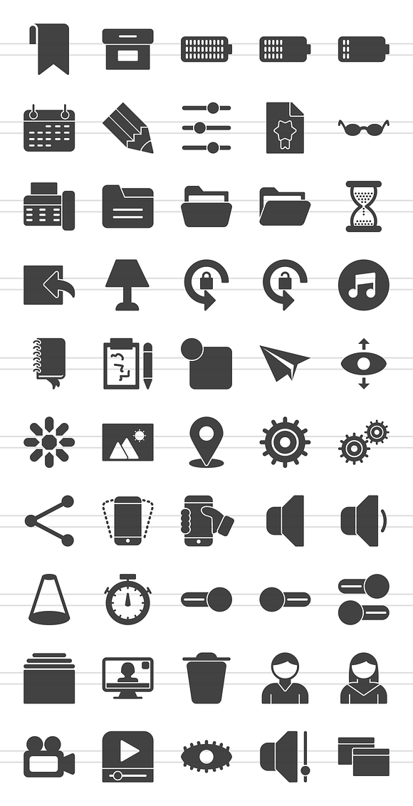50 Web Interface Glyph Icons in Graphics - product preview 1