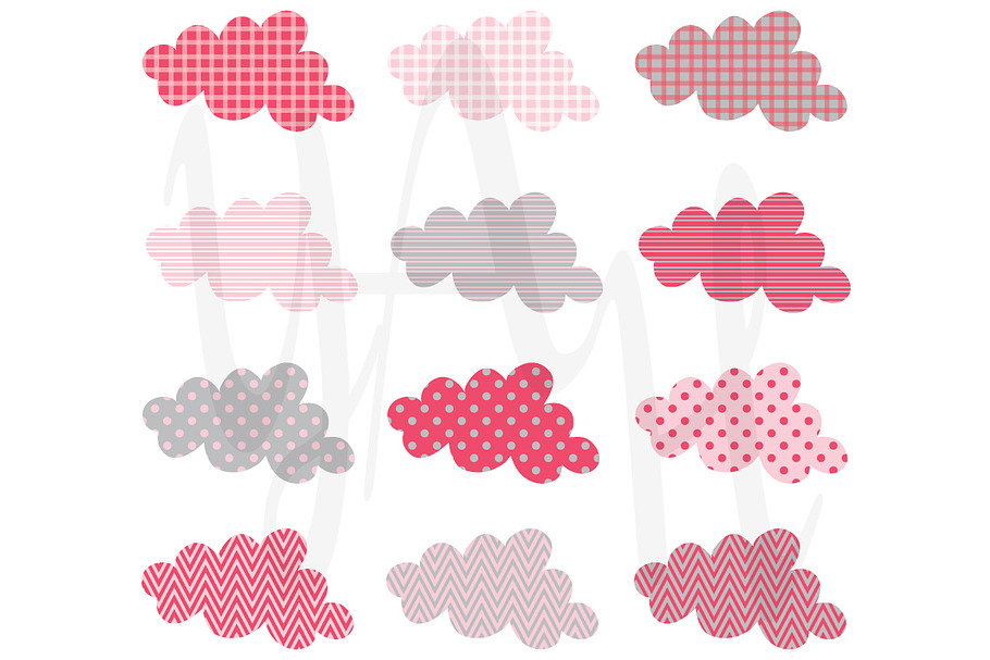 Cute Cloud Pattern Design Set in Illustrations - product preview 8