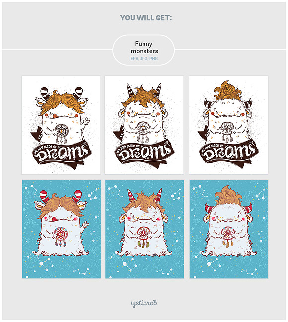 Funny Monsters • Vector Set in Illustrations - product preview 4