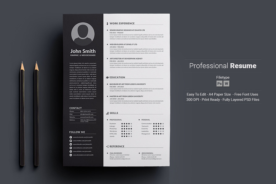 Professional Resume/CV in Resume Templates - product preview 8
