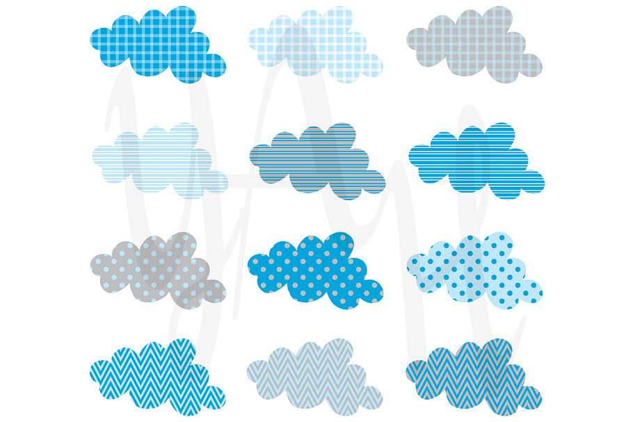 Baby Cloud Pattern Clip Art in Illustrations - product preview 8