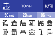 50 Town Glyph Icons