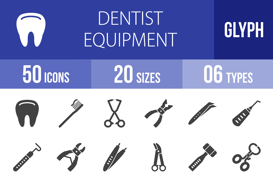 50 Dentist Glyph Icons 