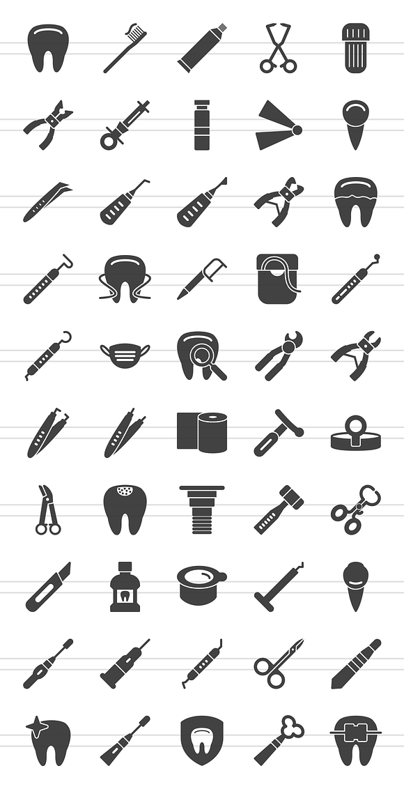 50 Dentist Glyph Icons  in Icons - product preview 1