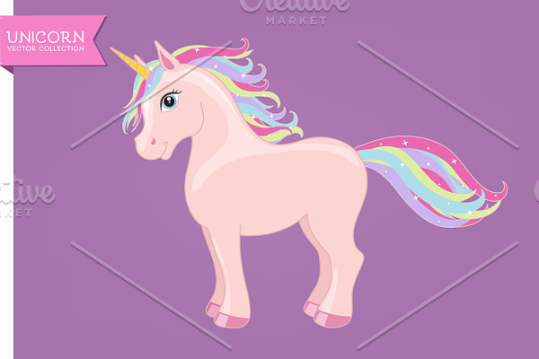 Pink unicorn with rainbow main
