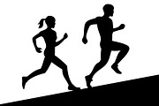 Men and Women Running Silhouette